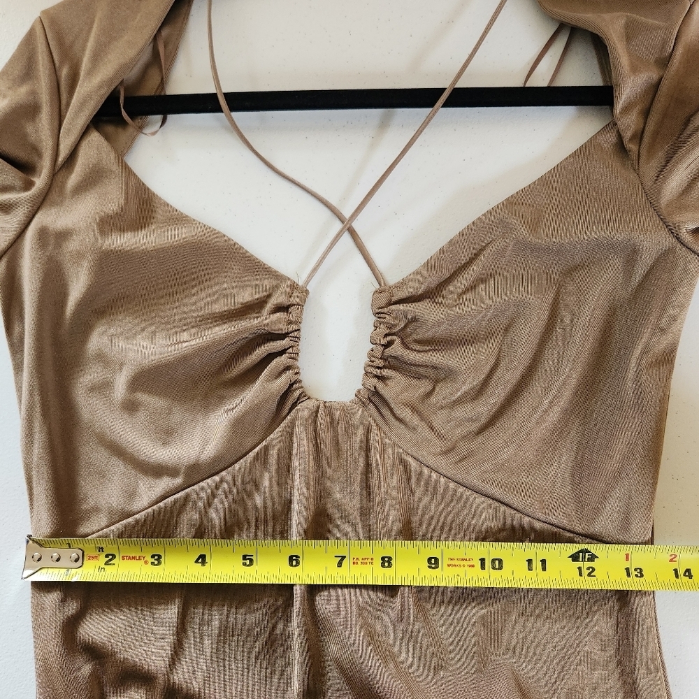 Jason Wu Long Sleeve Open Back Midi Bodycon Dress Taupe Brown New NWT Medium - Picture 12 of 16